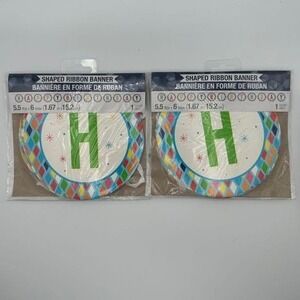 Lot of 2 Happy Birthday Letters Ribbon Banners 6ft Sign Party Decor Brand New